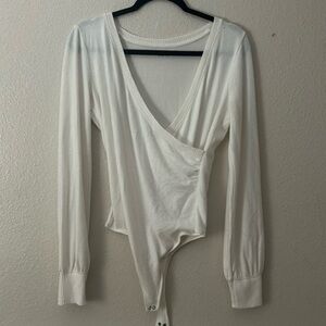 NWOT Abercrombie and Fitch SOFT A&F Cozy white wrap sweater bodysuit